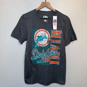 CSA NFL Miami Dolphins Men's Charcoal Heather Graphic T-Shirt Small NWT